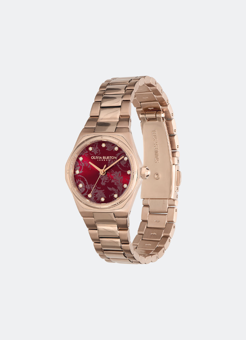 Mini Hexa Cranberry & Carnation Gold Bracelet Watch 28mm - 24000106