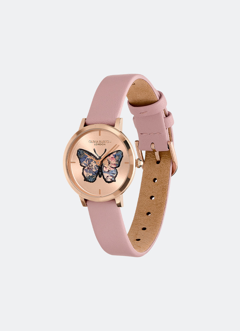 Butterfly Ultra Slim Blush & Mellow Rose Leather Strap Watch 28mm - 24000126