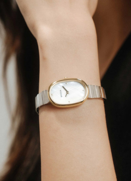 Breda Jane Mother of Pearl Dial Silver Metal Bracelet 23mm - 1741B