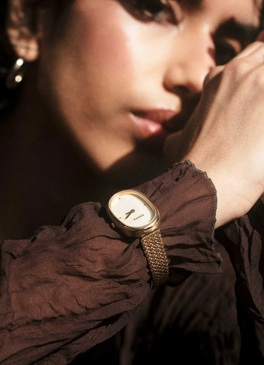 Breda Jane Tethered Champagne MOP Dial Gold Metal Mesh 23mm - 1741N