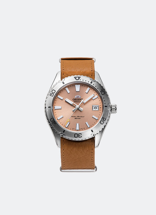 Mako Automatic 39.9mm Date Apricot Dial Silver Leather Light Brown RA-AC0Q05P