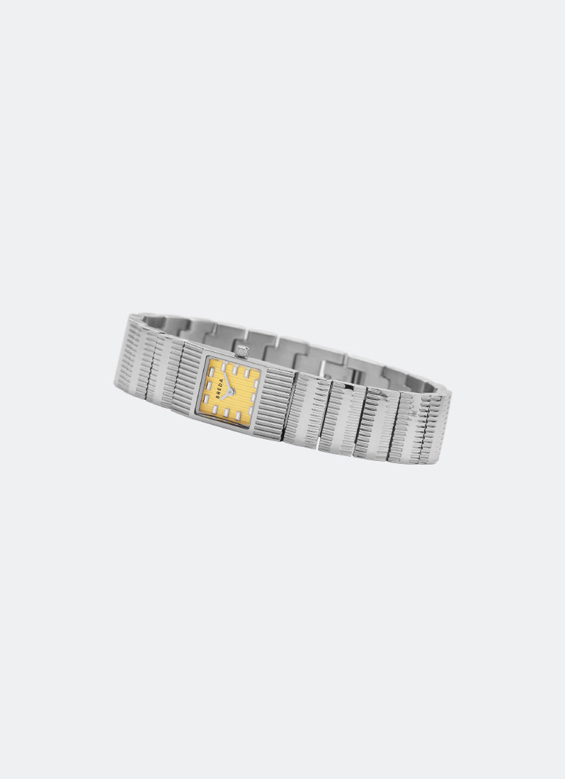 Breda Groove Canary Dial Stainless Steel Metal Bracelet 16mm - 1749B