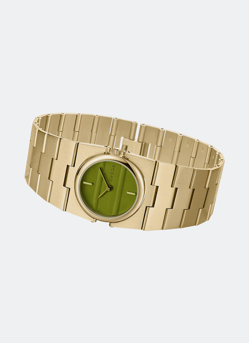 Breda Sync Green Dial Gold Metal Bracelet - 1752E