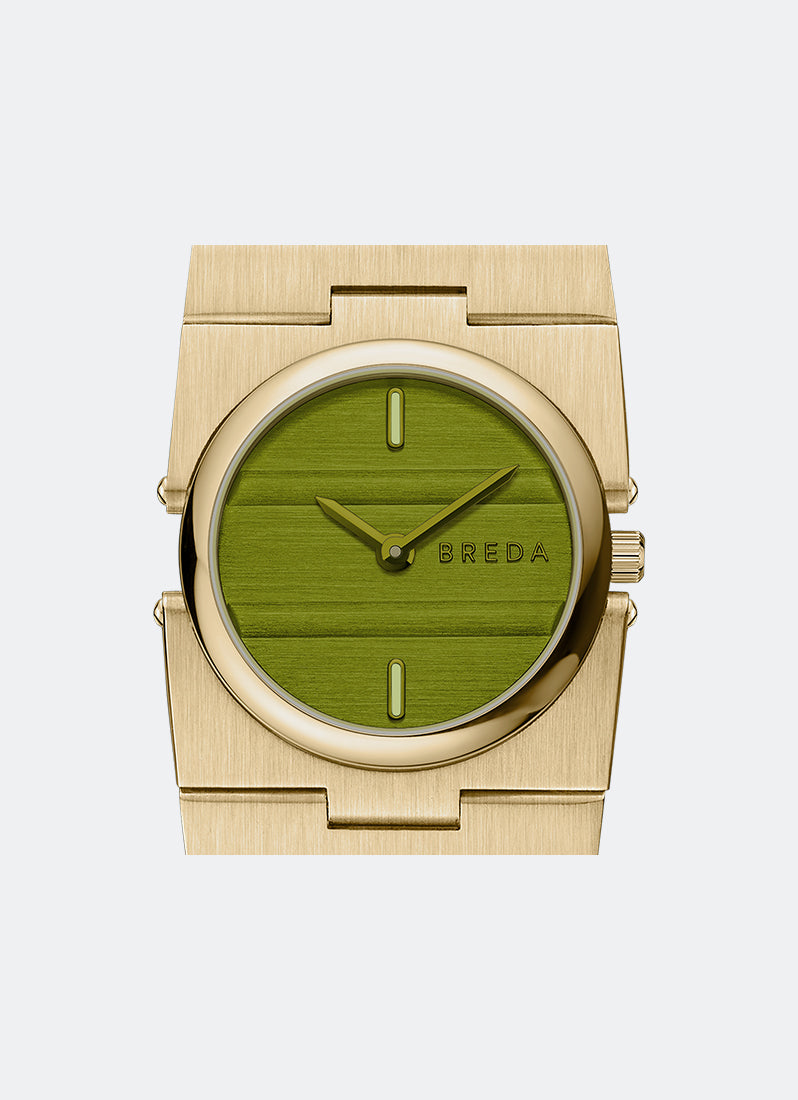 Breda Sync Green Dial Gold Metal Bracelet - 1752E