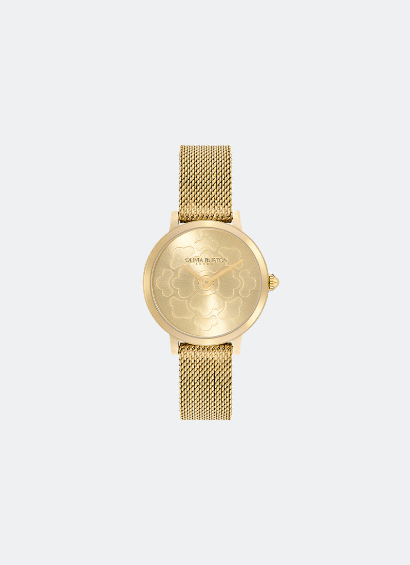 Floral Ultra Slim Gold Mesh Watch 28mm - 24000058