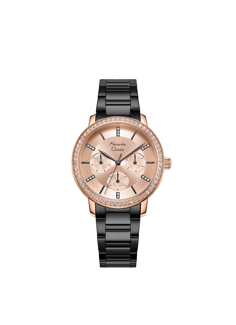 Alexandre Christie Passion Boyfriend Multifunction Band Rose Gold Rose Gold Dial 35mm -  AC2A47BFBGRLN