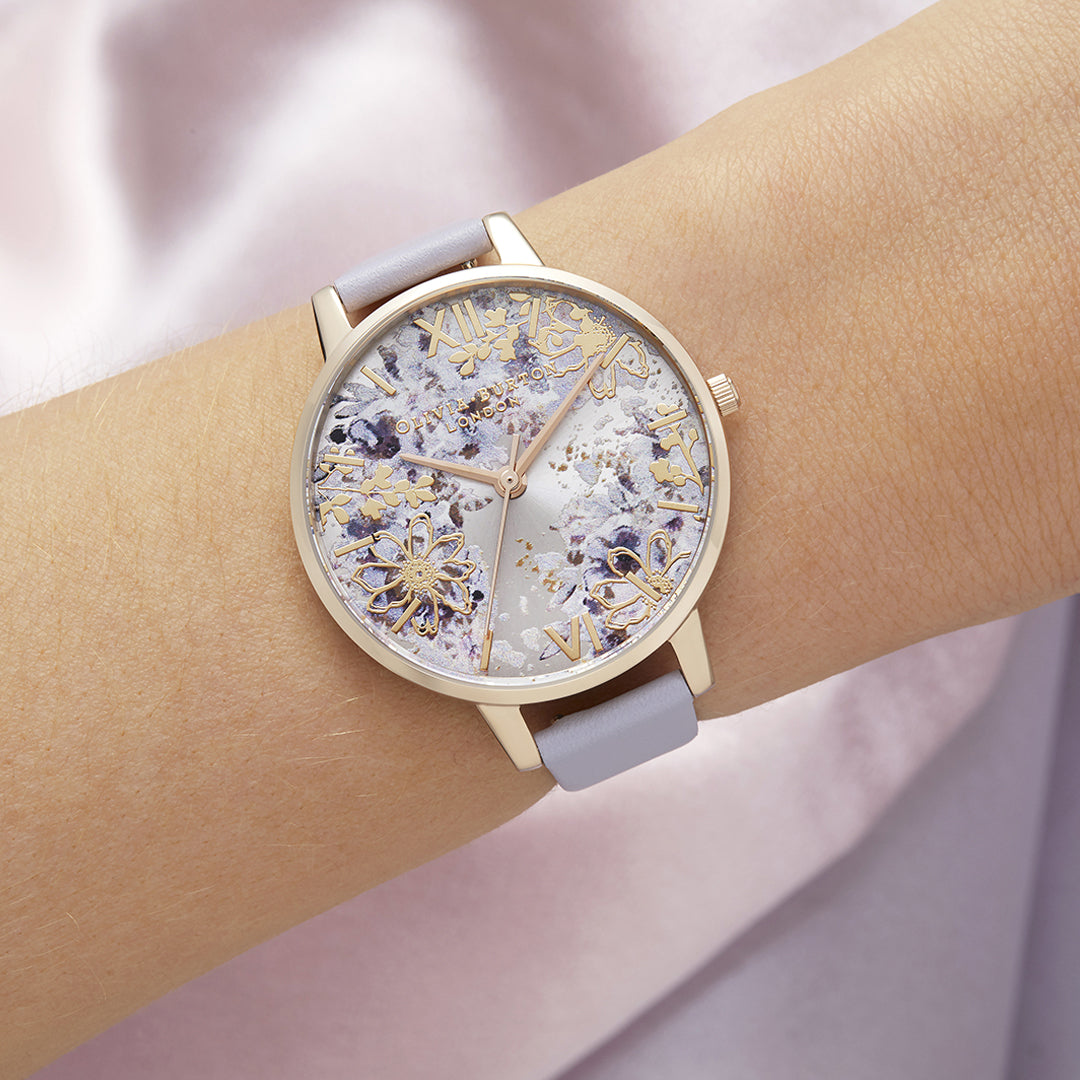 Abstract Floral Big Dial Parma Violet & Pale Rose Gold