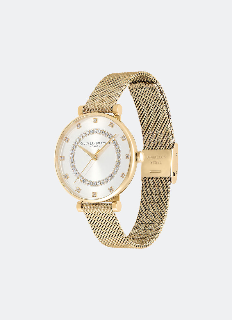 T-Bar White & Gold Mesh Watch 32mm - 24000005