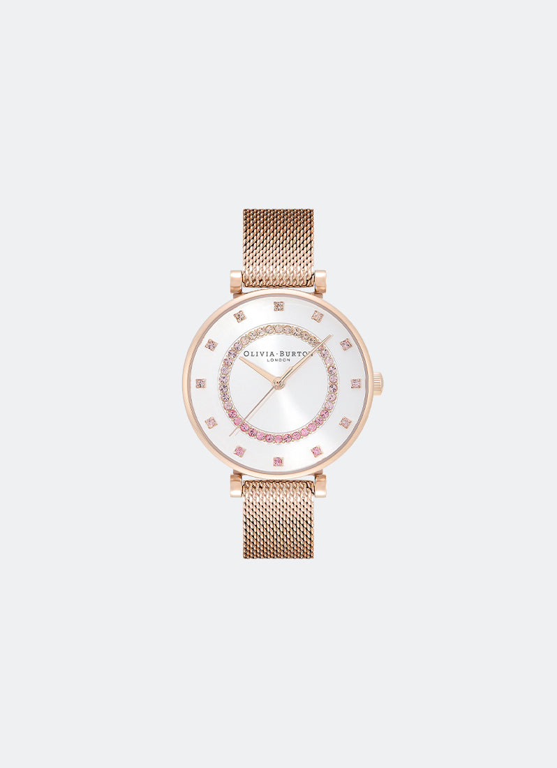 T-Bar White & Carnation Gold  Mesh Watch 32mm - 24000006