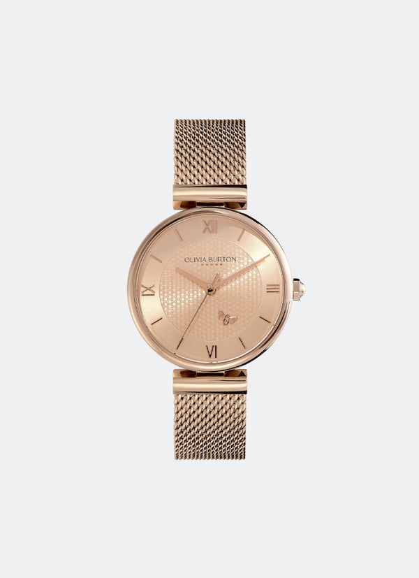 Minima Bee T-Bar Carnation Gold Mesh Watch 36mm - 24000097