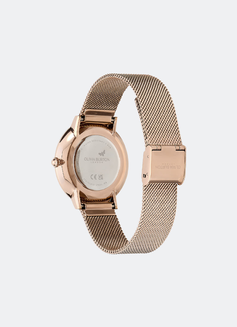 Floral Blooms Ultra Slim Blush & Carnation Gold Mesh Watch 35mm - 24000116