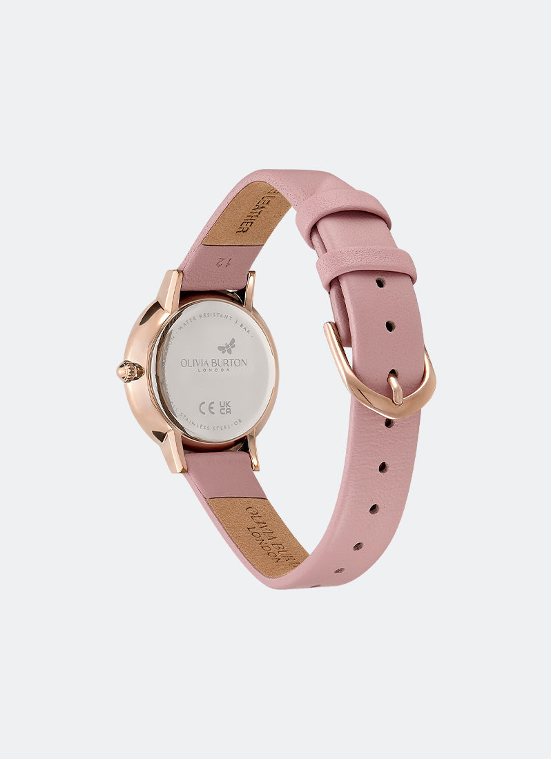 Butterfly Ultra Slim Blush & Mellow Rose Leather Strap Watch 28mm - 24000126