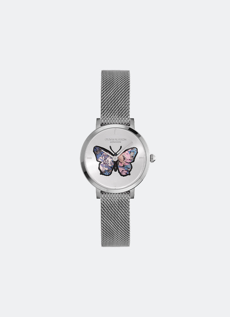 Butterfly Ultra Slim Silver Mesh Watch 28mm - 24000127