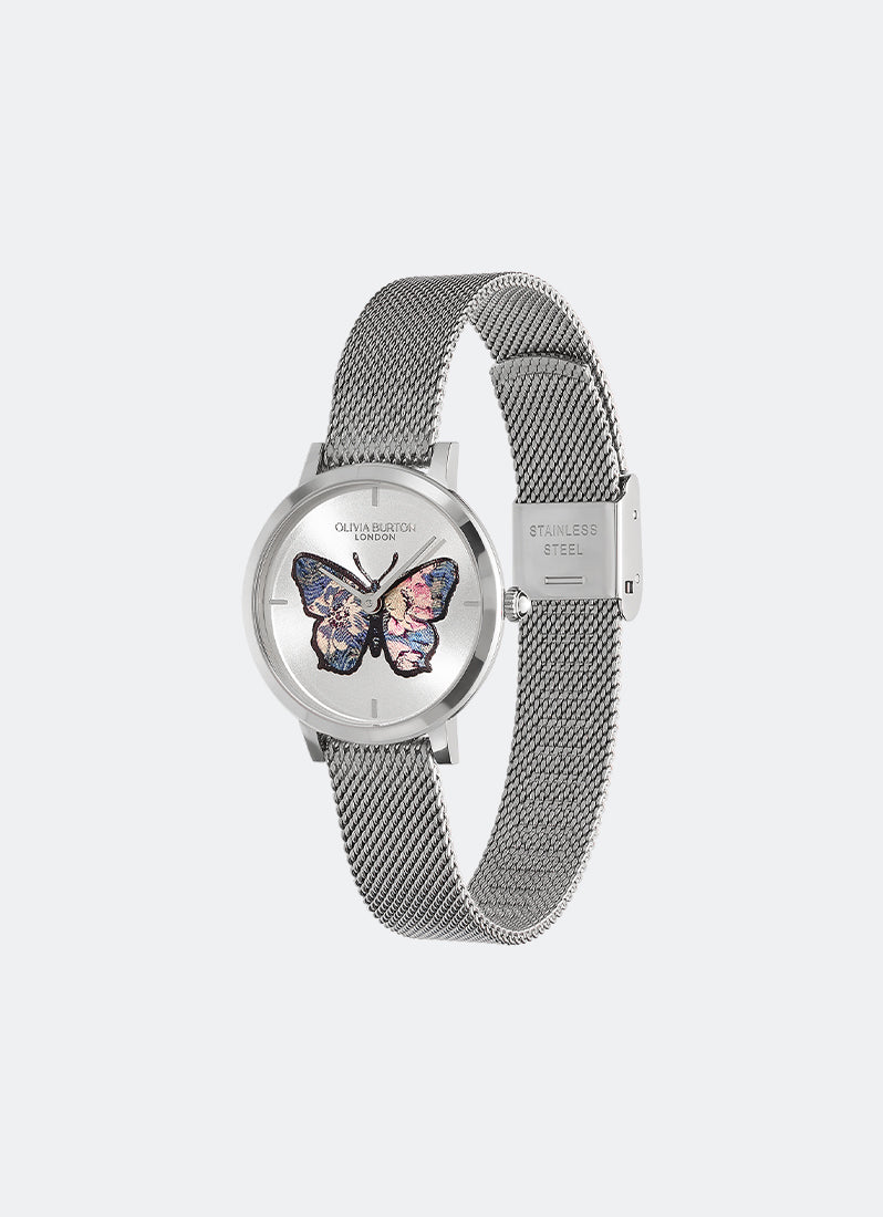Butterfly Ultra Slim Silver Mesh Watch 28mm - 24000127