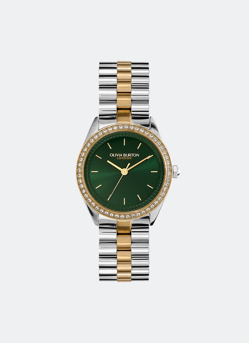 Bejewelled Forest Green & Two Tone Bracelet Watch 34mm - 24000137