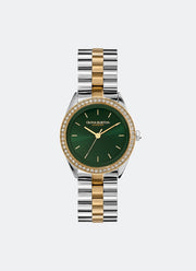 Bejewelled Forest Green & Two Tone Bracelet Watch 34mm - 24000137