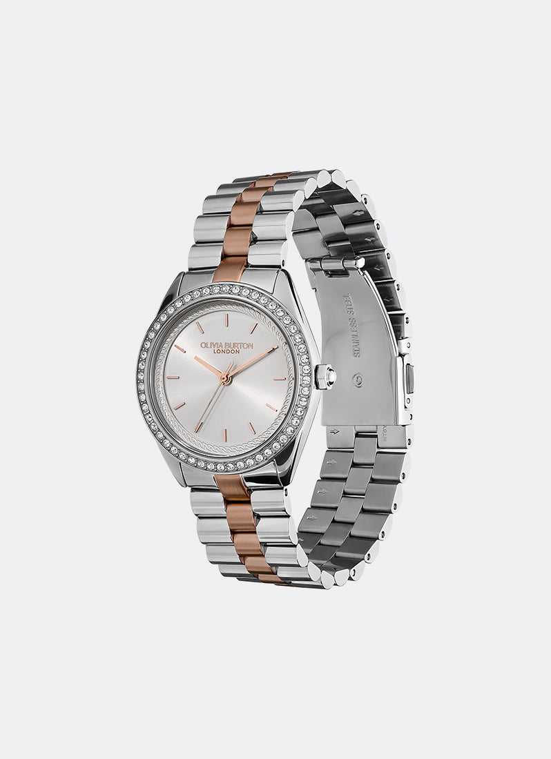 Bejewelled Silver White & Two Tone Bracelet Watch 34mm - 24000138
