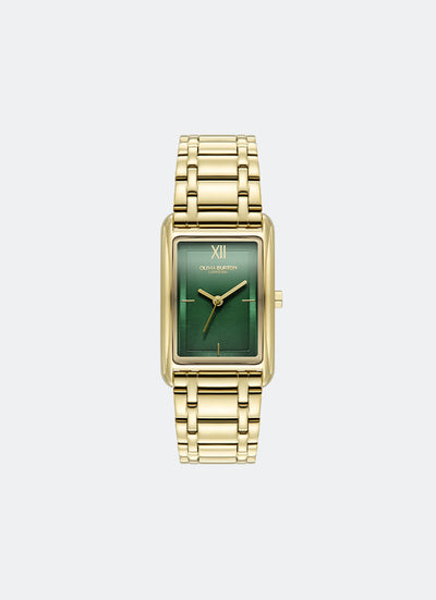 Jam Tangan Olivia Burton Tank Forest Green Sunray Inner Frame & Powdered Centre Etched Dial GP 30 x 21mm - 24000195