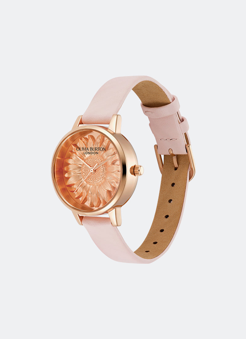 3D Flower Tonal Dial Primrose RG Leather Strap 30mm - 24000221