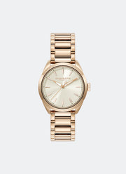 Olivia Burton Sports Luxe Ivory Sunray Dial Hex Second Hand Detail 3 Link Bracelet RG 34mm Front