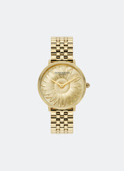 jam tangan olivia burton 3D-Sunflower Tonal Sunray Dial Gold Bracelet 35mm Front