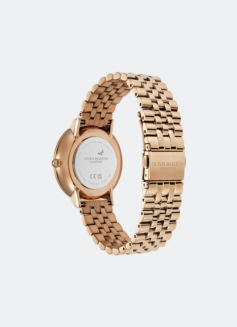 Jam Tangan Olivia Burton 3D-Sunflower Tonal Sunray Dial Rose Gold Bracelet 35mm Back