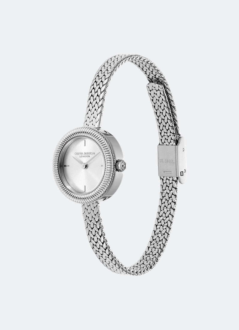Olivia Burton Finery Silver Mesh 20mm Front