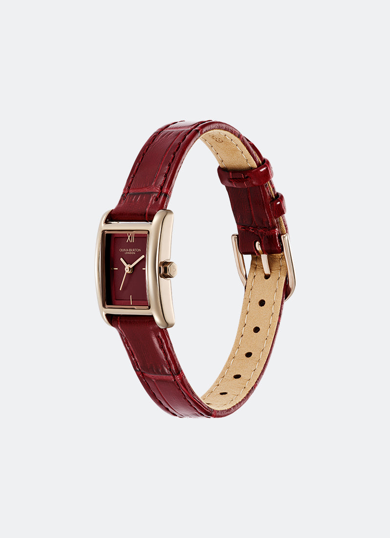 Classic Mini Grove Rose Gold & Cherry Croc Leather Strap 16mm 24000285