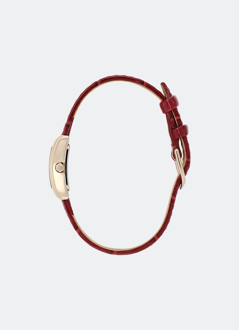 Classic Mini Grove Rose Gold & Cherry Croc Leather Strap 16mm 24000285