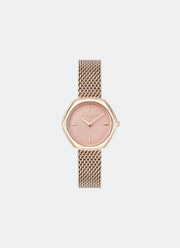 Olivia Burton Signature Charing Blush & Rose Gold Mesh 28mm Front
