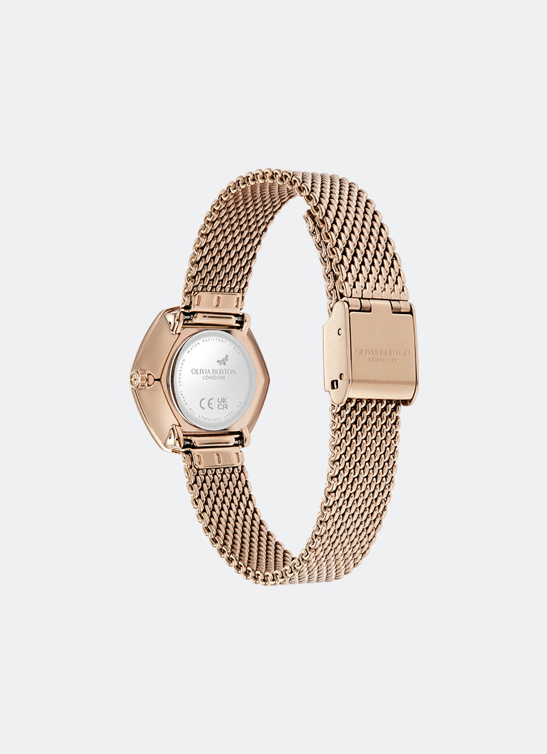 Olivia Burton Signature Charing Blush & Rose Gold Mesh 28mm Back