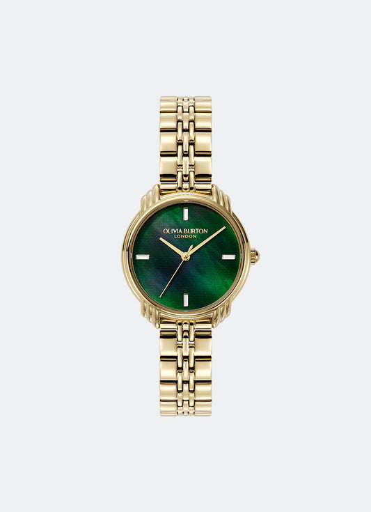 Art Deco 2.0 Forest Green Faux MOP & Gold Bracelet 30mm 24000294