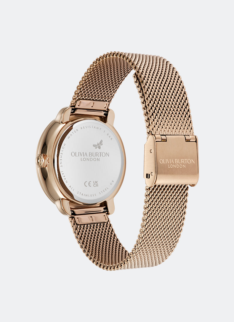 Olivia Burton Moonphase Rose Gold Mesh 34mm Back