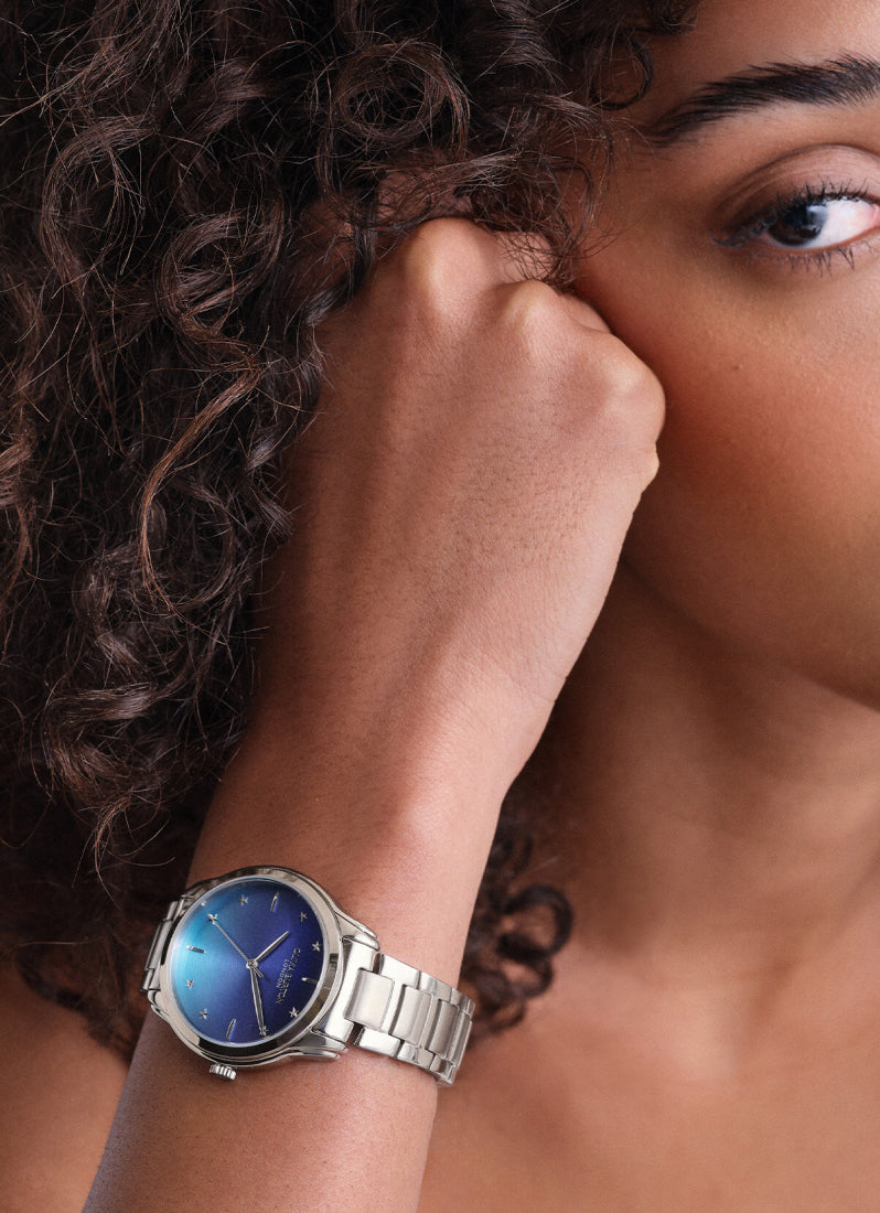 Modern Classics Colour Wave Blue Green Ombre Sunray Dial, SS Case, SS Bracelet - 36mm 24000318