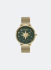 Olivia Burton Signature Celestial Nova Forest Green Nebulae & GP Dial, GP Case, GP Mesh - 35mm Front