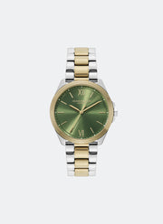 Olivia Burton Sport Luxe Chiswick Green Sunray Dial, SS/GP Case, Two Tone SS/GP Bracelet - 36mm Front