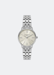 Olivia Burton Modern Classics Westbourne Silver White Sunray Textured Dial Front