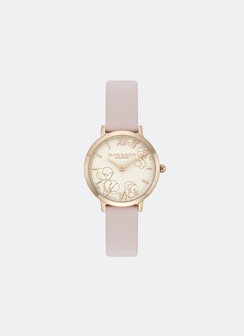 Abstract Floral Rose & Gold Rose Strap 28mm 24000357
