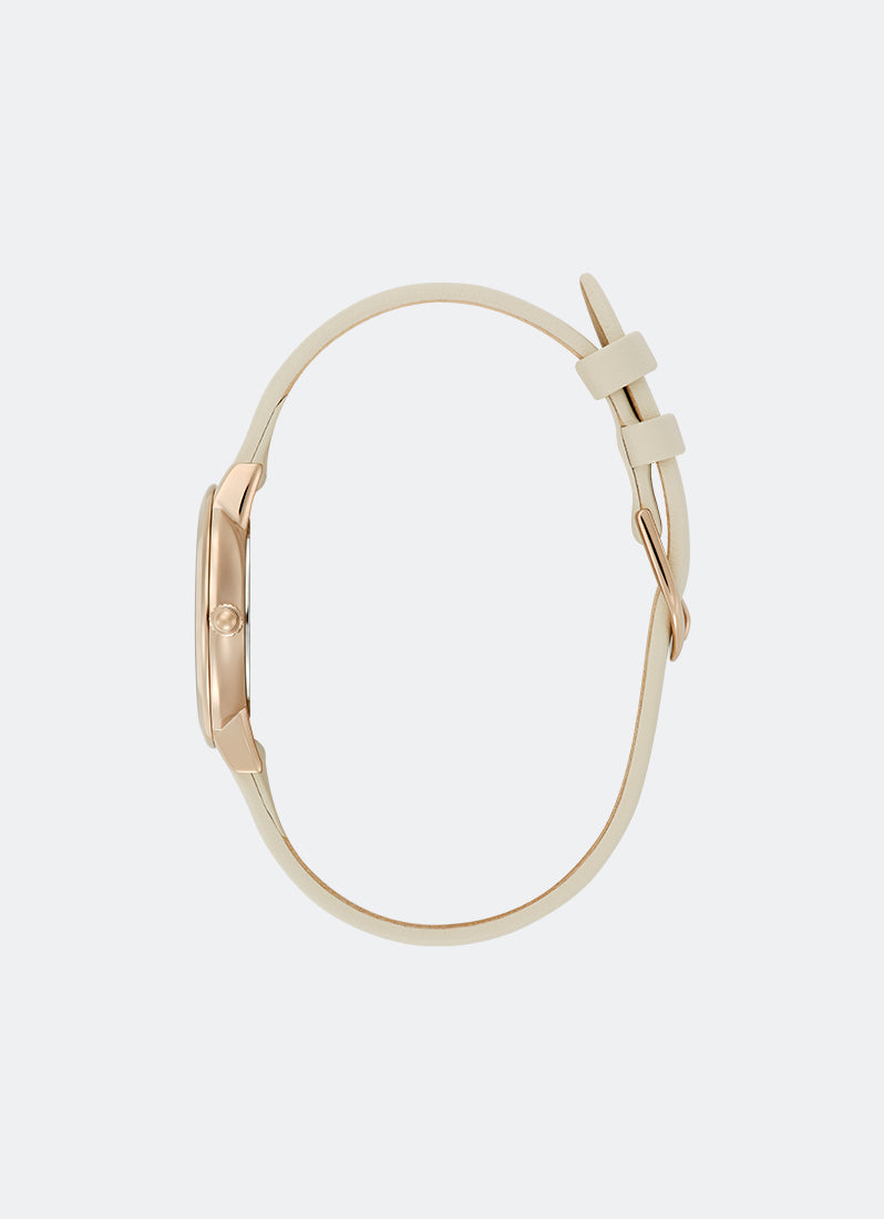 Olivia Burton Abstract Floral Rose Gold & Ivory Strap 28mm Side