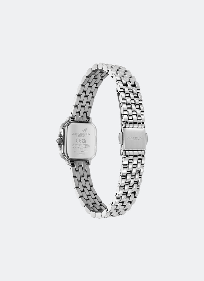 Modern Classic Mini Grosvenor Pink Frost Rosebud Sunray Dial, SS Case, SS Bracelet - 20mm Back