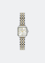 Jam Tangan Wanita Olivia Burton Modern Classic Mini Grosvenor Ivory Sunray Dial, SS/GP Case, Two Tone SS/GP Bracelet - 20mm Front
