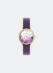 Signature Autumn Floral White MOP Dial With Purple Florals RG Purple Leather - 28mm 24000405
