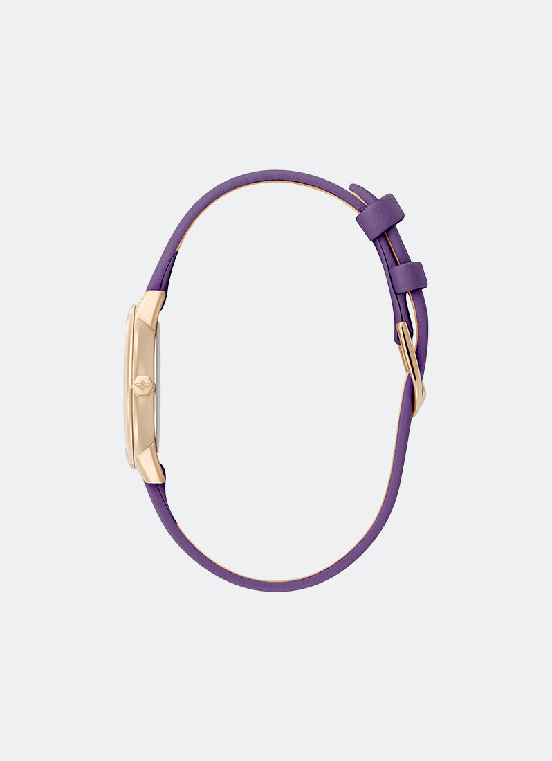 Signature Autumn Floral White MOP Dial With Purple Florals RG Purple Leather - 28mm 24000405