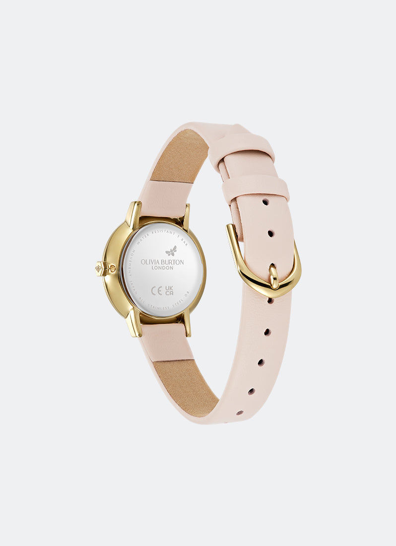 Signature Autumn Floral White MOP Dial With Orange Florals GP Trench Coat Leather - 28mm 24000406