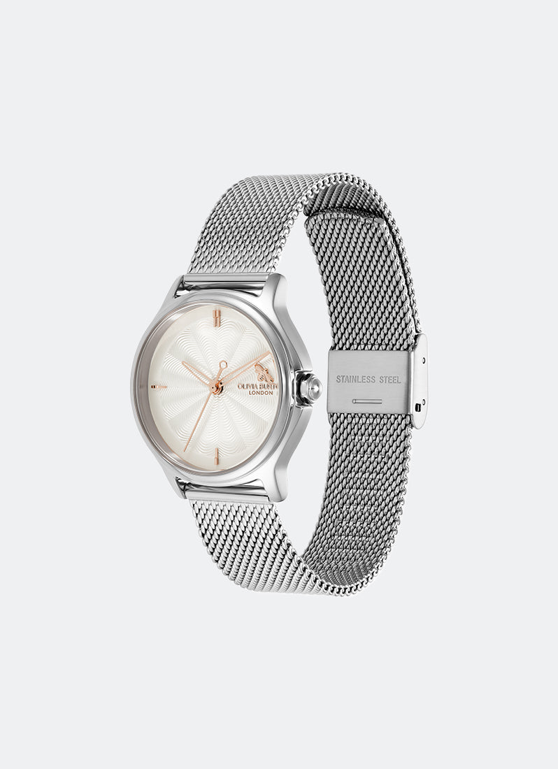 Modern Classics Bee Silver White Dial with RG Accents, SS Case, SS Mesh Bracelet - 30mm 24000340