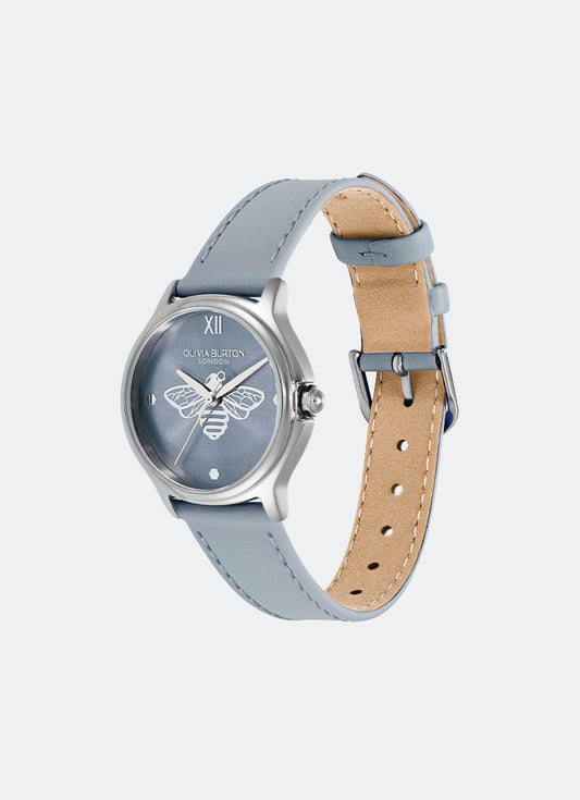Modern Classics Bee Chalk Blue Dial, SS Case, Blue Leather - 30mm 24000343