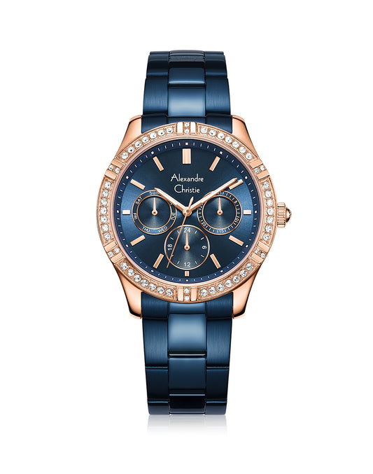 Passion Boyfriend Band Multifunction Rose Gold Blue 36mm - AC2A51BFBURBU