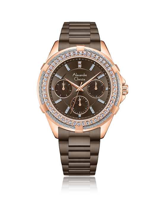 Passion Boyfriend Band Multifunction Rose Gold Brown 36mm - AC2B09BFBROBO