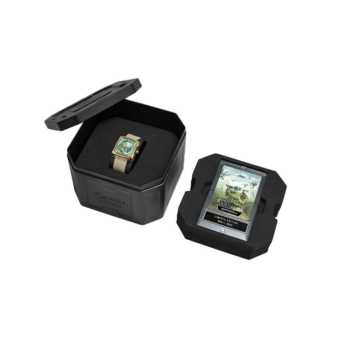 Star Wars Grogu Limited Edition Boyfriend Mint Green Rose Gold Stainless Steel Light Green Premium Rubber - 36mm x 40.5mm AC3030BFRGU1