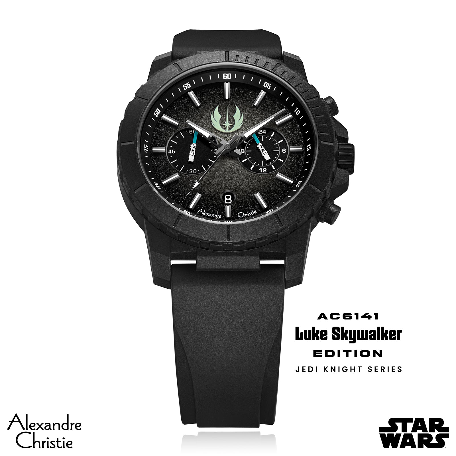 Star Wars Luke Skywalker Black Limited Edition Gift Set Chronograph Men Black Dial Stainless Steel Case Black Rubber - 43mm AC6141MCRLS2